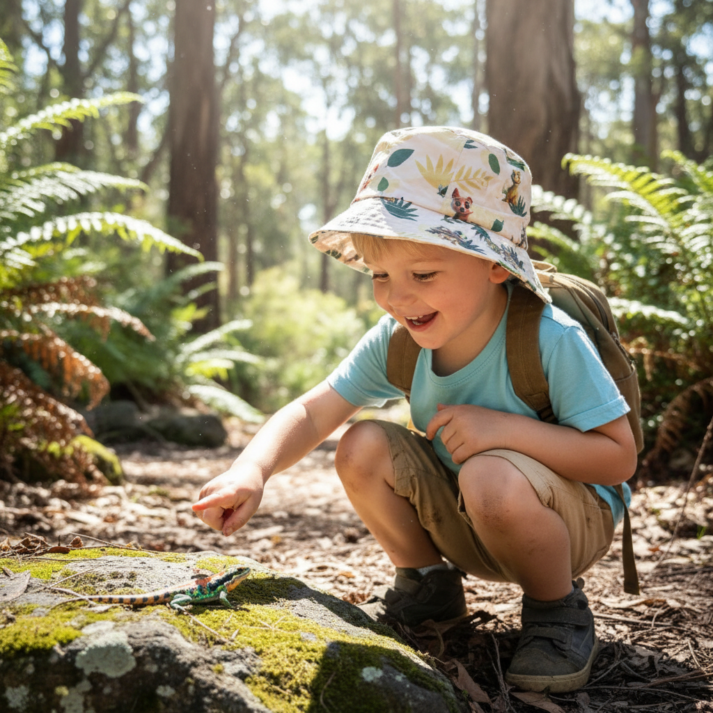 Child exploring in ARP bucket hat